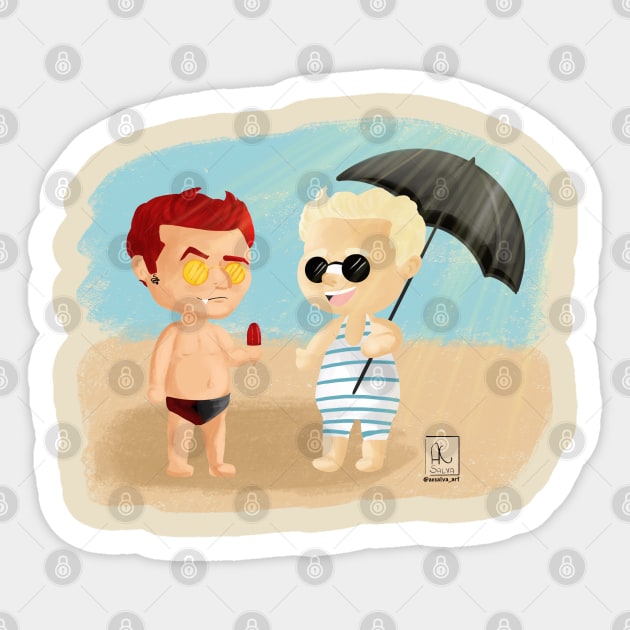 Beach day! Featuring umbrellas and sunglasses Sticker by AC Salva